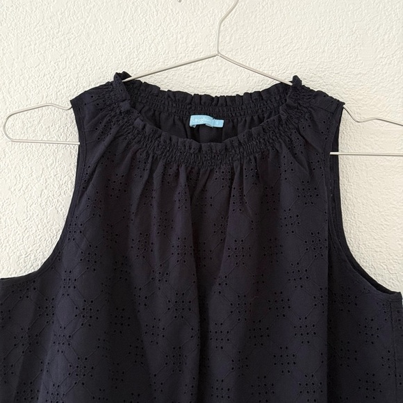 J Mclaughlin Sleeveless Eyelet Navy Lined Top 100% Cotton Size Small - Picture 6 of 9